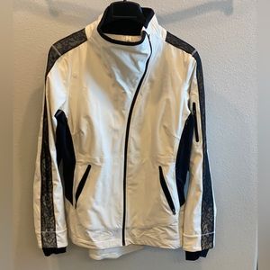 Beautiful, Rare Cream Lululemon Rain Jacket w/ black lace detail Sz 12 MSRP $198